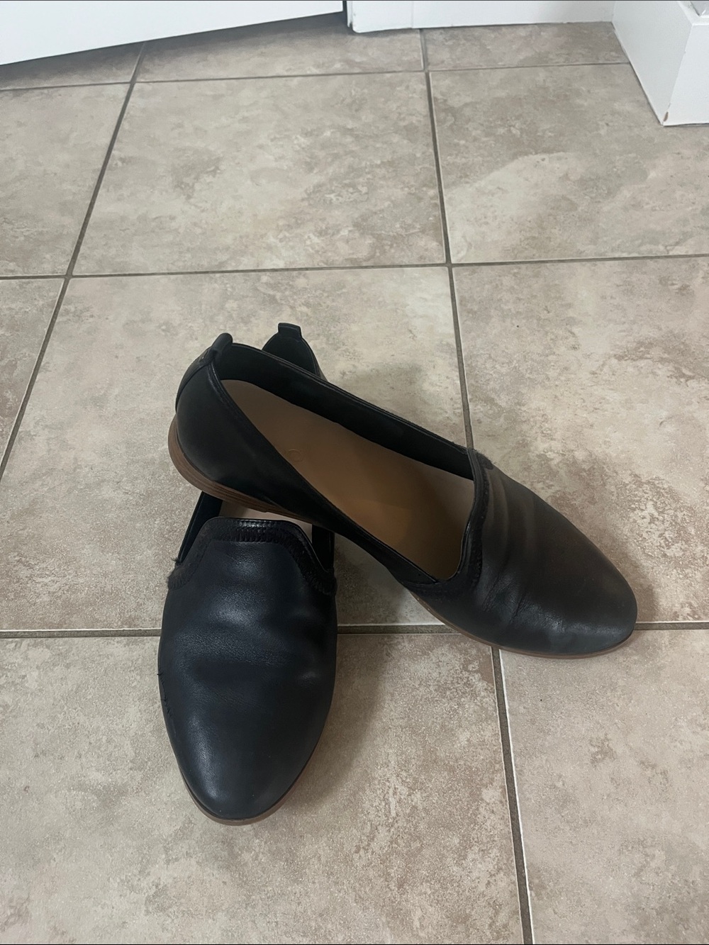 Aldo Black Slip-On Leather Flats